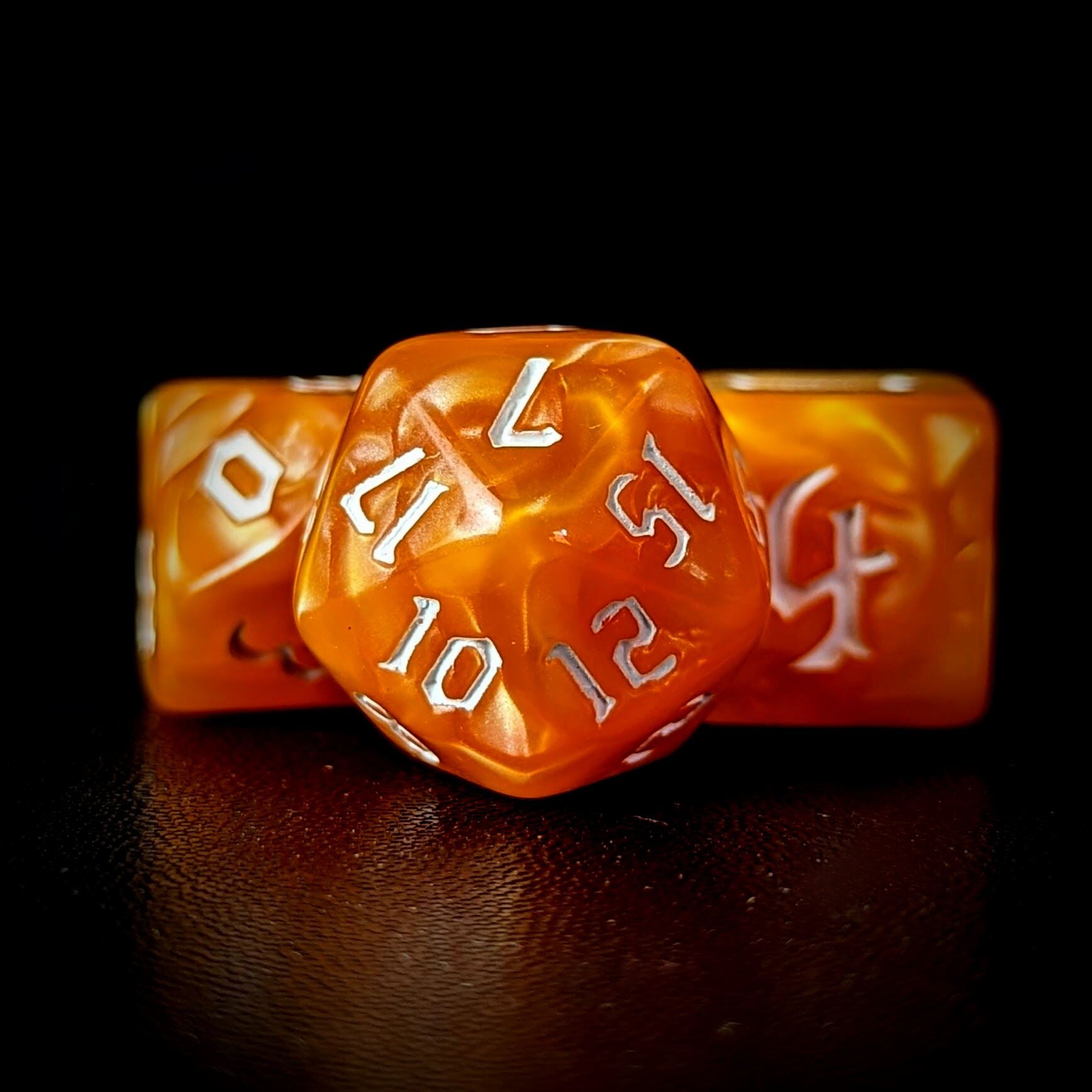 Orange Silk Acrylic - 7pcs RPG Full Dice Set