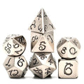 Silver Metal with Black Dragon Font - 7pcs RPG Dice Set