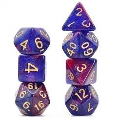 Glitter in Blue & Purple Acrylic - 7pcs RPG Full Dice Set