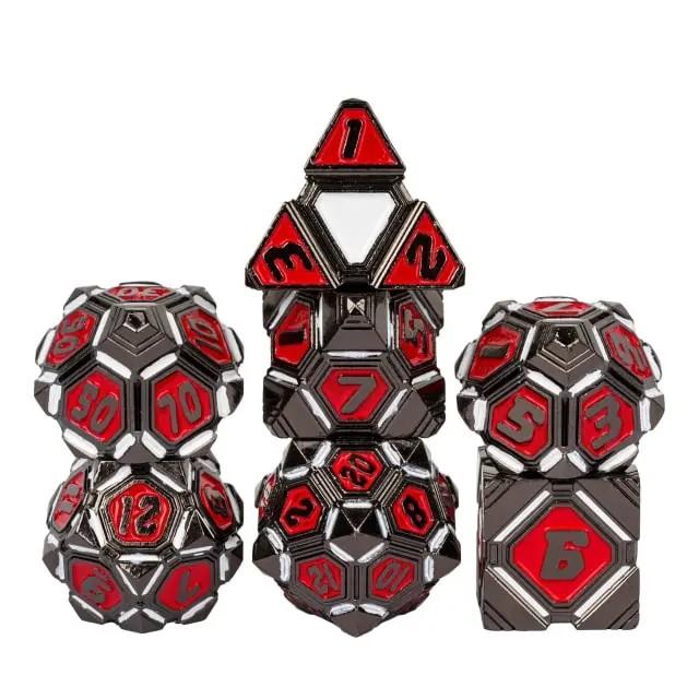 7pcs Dice Metal Alien Ship White Red Nickel