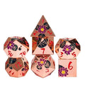 Purple Lotus Flower in Copper Metal - 7pcs RPG Dice Set