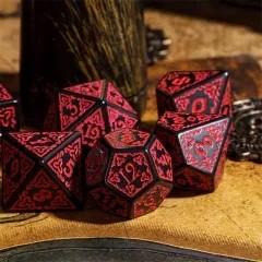 Red Celtic Knot on Black Acrylic - 7pcs RPG Full Dice Set