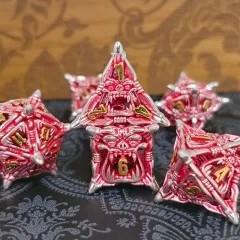 7pcs Dice Metal Hollow Monster Teeth Gold Font Silver Red