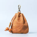 Tan Leather Pouch with Belt Clip - Storage Bag