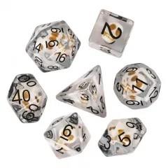 7pcs Dice Resin Filled Black Font Skull Clear
