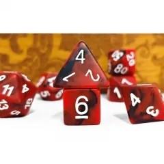 7pcs Dice Resin Swirl White Font Frosted Red