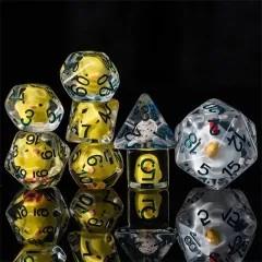 D20 Dice Resin 33mm Green Font Chicken White Clear