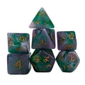 Glitter in Green & Purple Acrylic - 7pcs RPG Full Dice Set