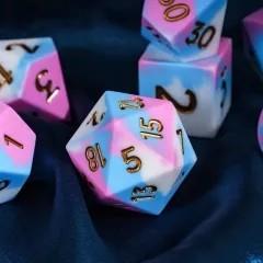 7pcs Dice Silicone Oversize Gold Font Blue White Pink