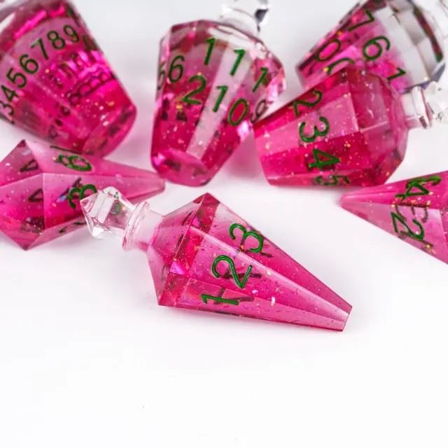 Pink Potion Resin -  7pcs RPG Dice Set