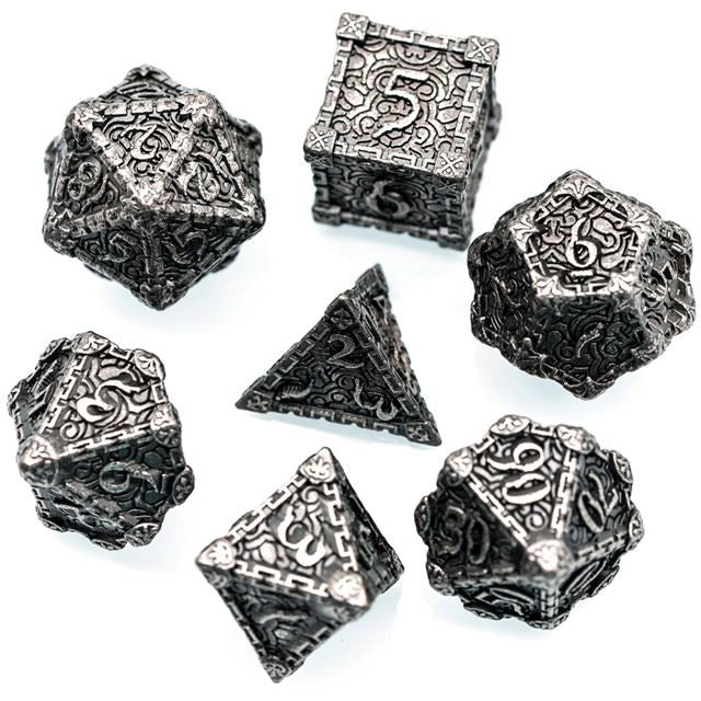 7pcs RPG Dice Set - Silver Metal