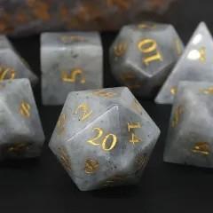 7pcs Dice Gem Stone Labradorite White (HS)