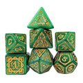 Gold Vines on Green Acrylic - 7pcs RPG Full Dice Set