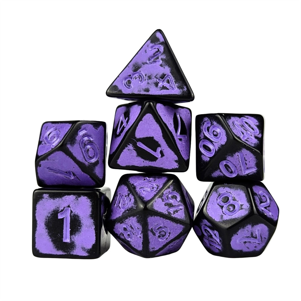 Washed Lilac on Black Acrylic - 7pcs RPG Full Dice Set