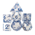 White Fox in Clear Resin - 7pcs RPG Full Dice Set