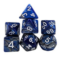 Blend of Silver & Royal Blue Acrylic - 7pcs RPG Full Dice Set