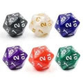 6pcs d20 Dice Acrylic Spindown Black White Purple Blue Red Green