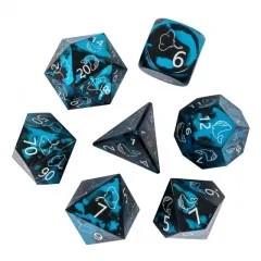 7pcs Dice Metal Aluminium White Font Whales Black Blue