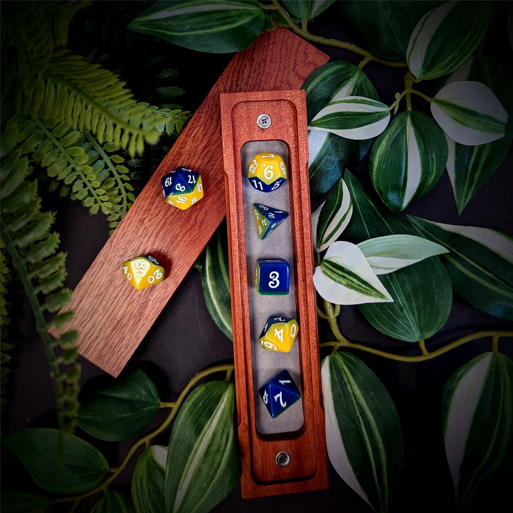 Blend of Yellow & Blue Acrylic - 7pcs RPG Full Dice Set