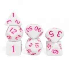 7pcs Dice Acrylic Blend Pink Font Solid White