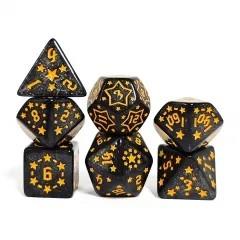 7pcs Dice Acrylic Pattern Stars Gold Font Black