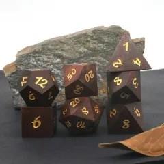 7pcs Dice Wooden Sandalwood Gold Font Brown