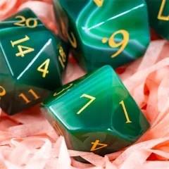 Green Agate Gemstone - 7pcs RPG Dice Set