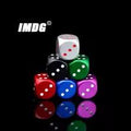 D6 Dice Metal Aluminium 16mm Rounded White Font Green (Aluminium)