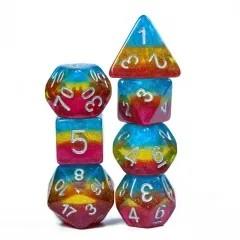 7pcs Dice Resin Layer Silver Font Pansexual Red Yellow Blue