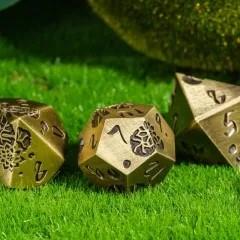 Lotus Flower in Bronze Metal - 7pcs RPG Dice Set