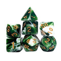Blend of White & Green Acrylic - 7pcs RPG Full Dice Set