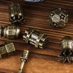 7pcs Dice Metal Bomb Worn Bronze