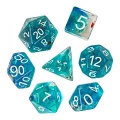 7pcs Dice Resin Swirl White Font Clear Blue Multicolour