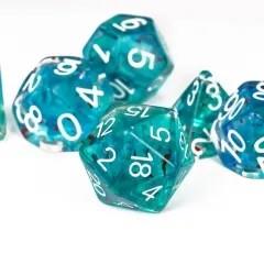 7pcs Dice Resin Swirl White Font Clear Blue Multicolour