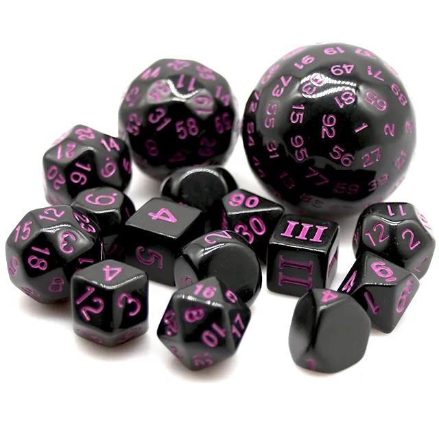 15pcs Dice Acrylic Sets Purple Font Black