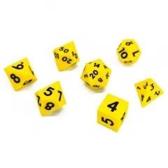 7pcs Dice Silicone Solid Black Font Yellow