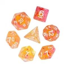 7pcs Dice Resin Swirl White Font Pink Orange