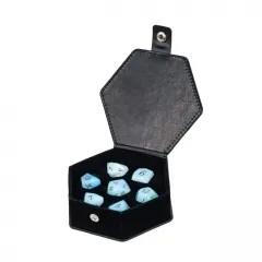 7pcs Dice Gem Stone Opalite Facet Black Font White