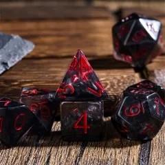 Black Swirl in Clear Resin - 7pcs RPG Full Dice Set