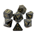 Gold Sword in Black Metal - 7pcs RPG Dice Set