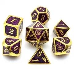 7pcs Dice Metal Enamel Gold Clear Purple