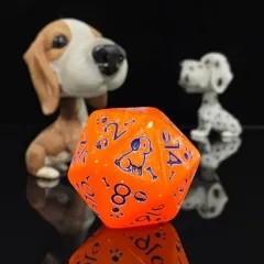 7pcs Dice Acrylic Pattern Dogs Blue Font Orange