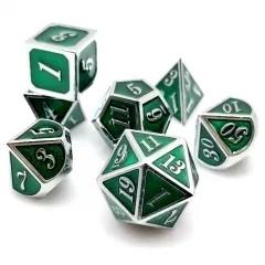 7pcs Dice Metal Enamel Silver Clear Green
