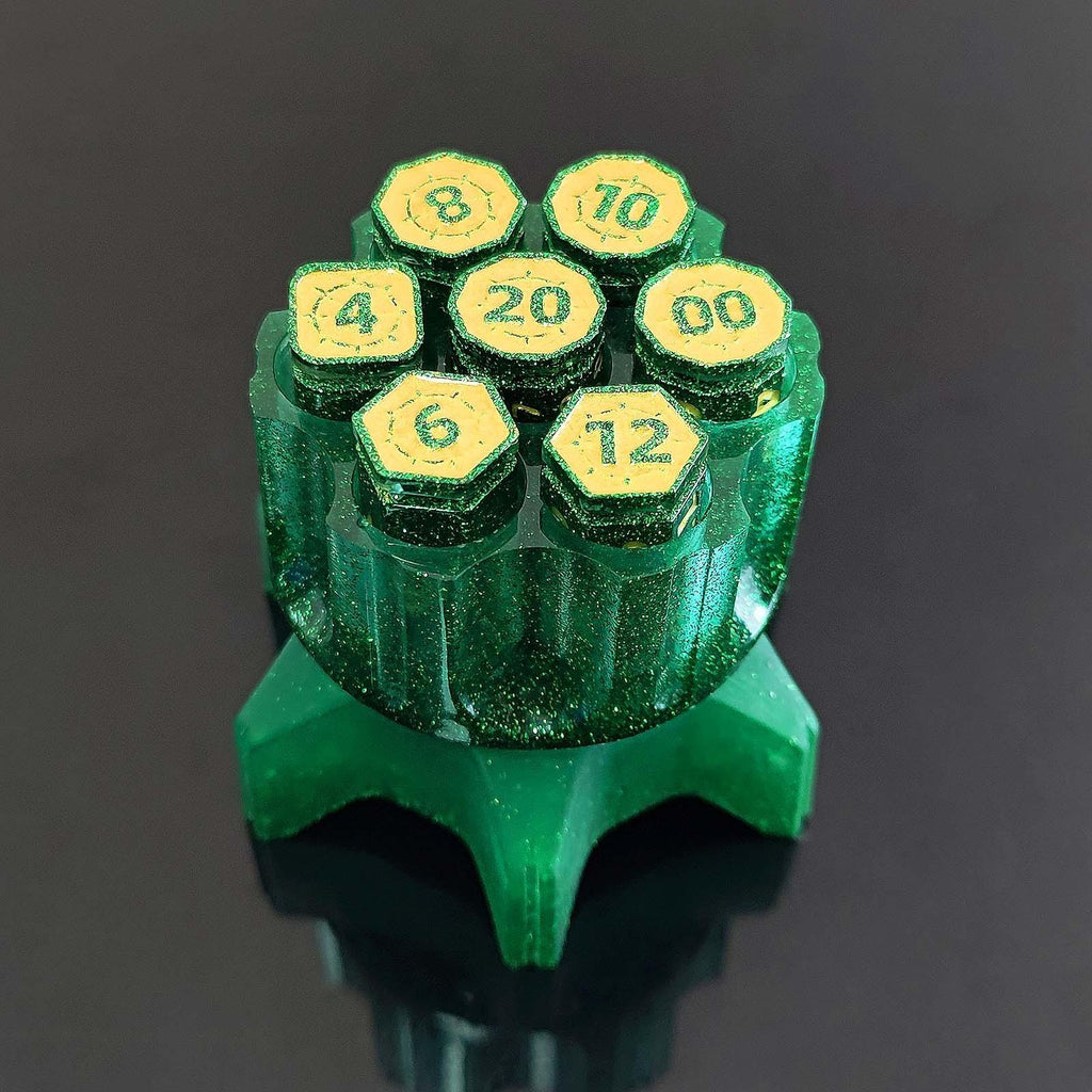Dice Resin Spinner Six Shooter Green