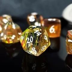 7pcs Dice Gem Glass Facet Ribbon White Font Rainbow Clear
