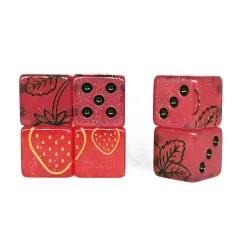 6pcs D6 Dice Resin Strawberry Green Gold Font Pink