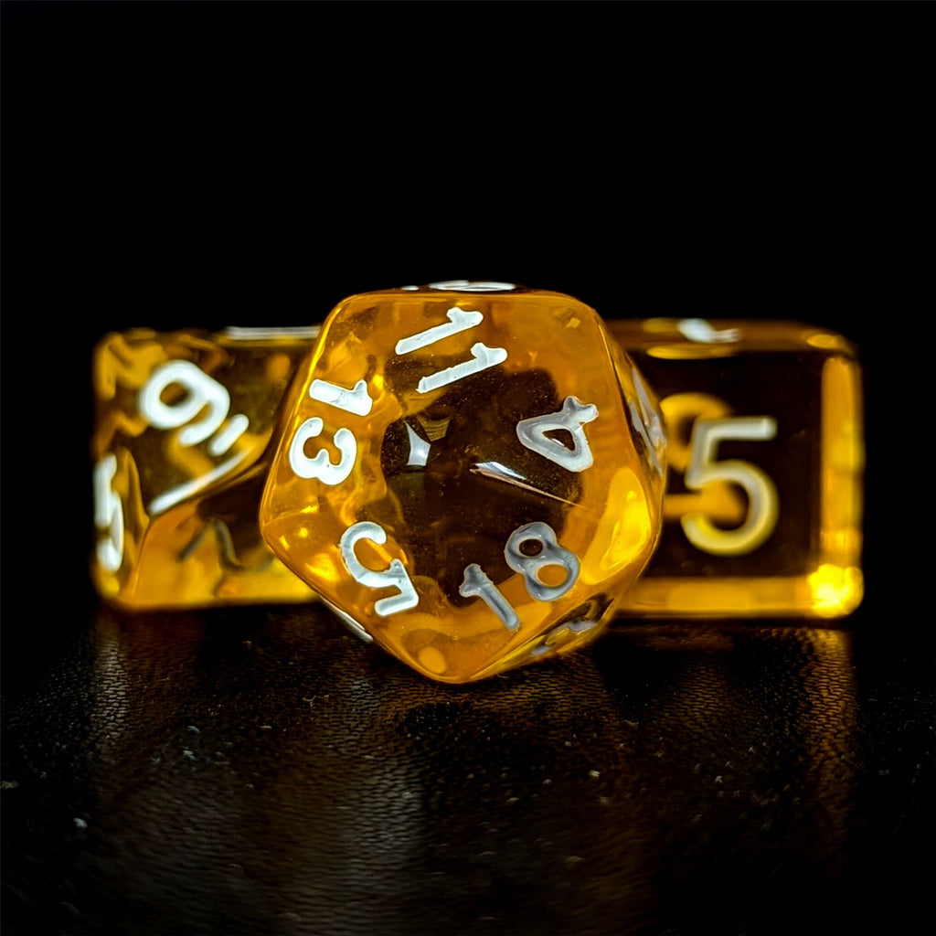 Clear Yellow Acrylic - 7pcs RPG Full Dice Set