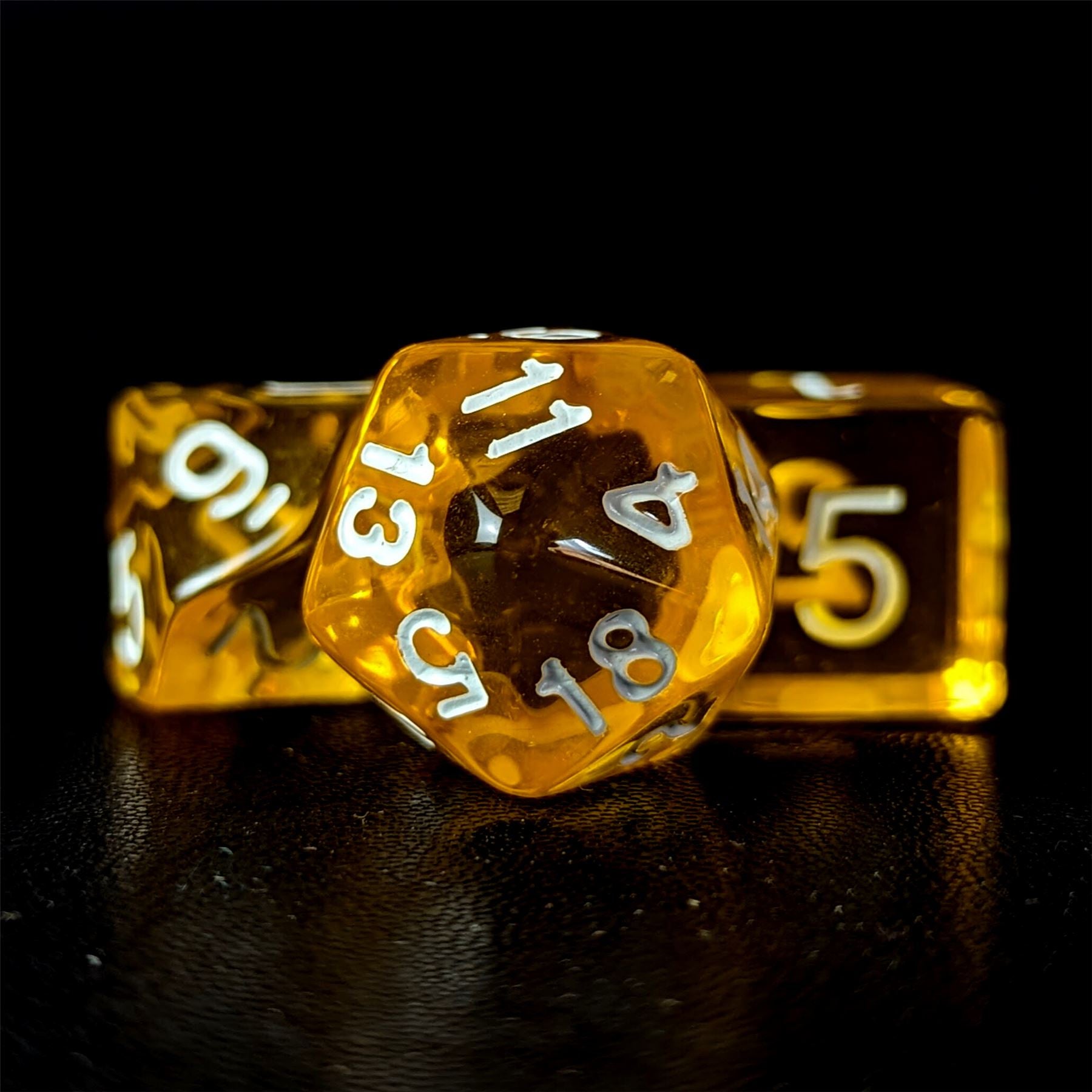 Clear Yellow Acrylic - 7pcs RPG Full Dice Set