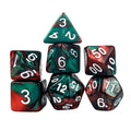Blend of Red & Green Acrylic - 7pcs RPG Full Dice Set