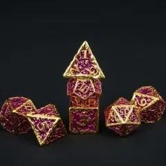 7pcs Dice Metal Druid Vine Gold Font Pink